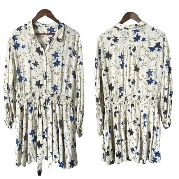 FREE PEOPLE | Lighten Up Tea Combo Floral Print Mini Shift Dress Size M - Picture 9 of 12
